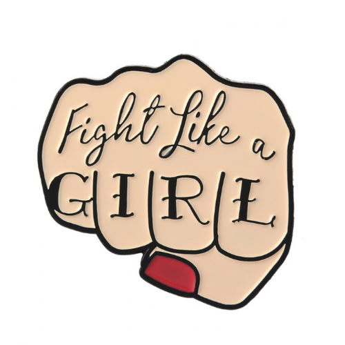 Купить значок кулак "Fight like a Girl"  30 х 30 мм на одежду в Минске