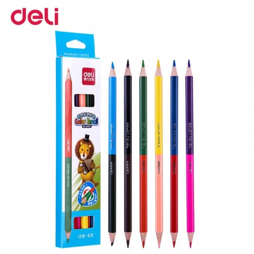 Карандаши цветные двухсторонние "Deli", 6 шт (12 цв.)